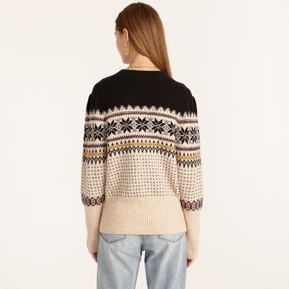 J. Crew Black and Cream Fair Isle Sweater - Picture 3 of 7